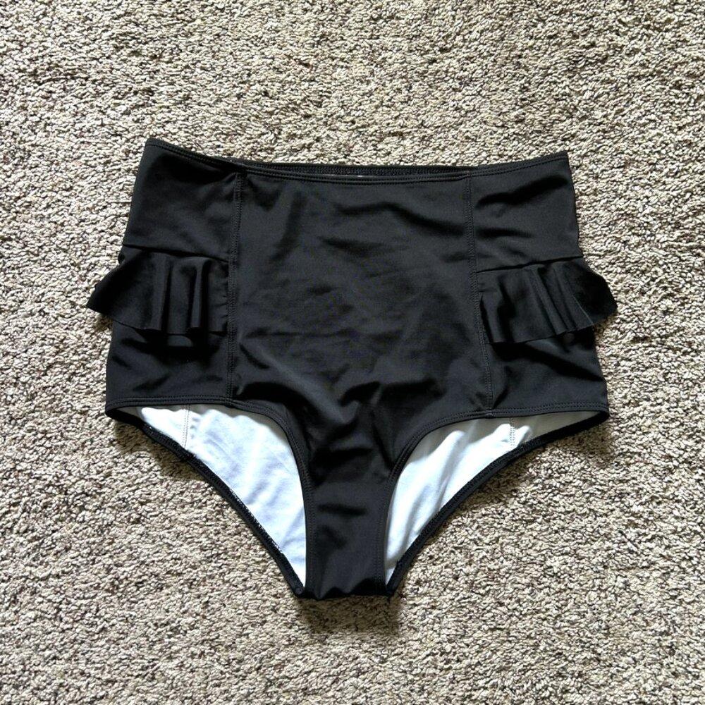 Kortni Jeane High Waisted Ruffle Bottoms Black